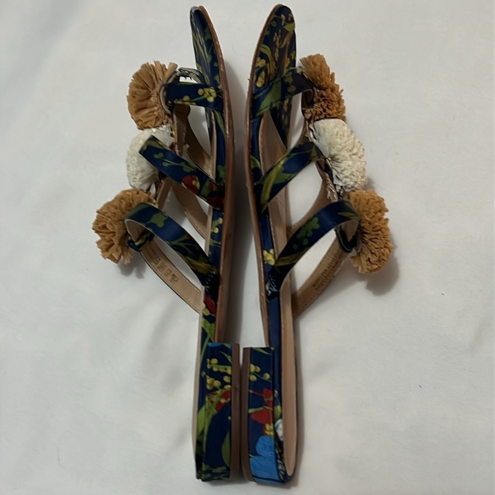 J. McLaughlin Mandy Midnight Floral Pom Pom Sandals - Picture 3 of 5